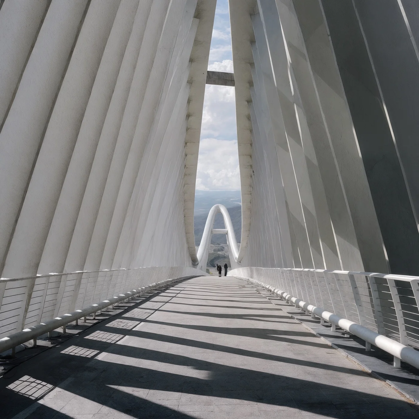 Architectural structure and connected walkways